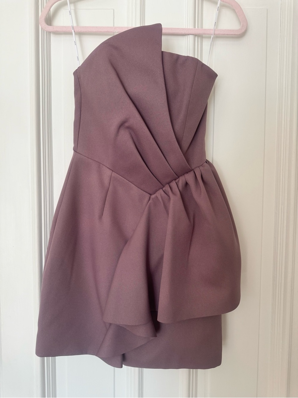 Elliatt Dusty Mauve Strapless Folded Peplum Mini Dress